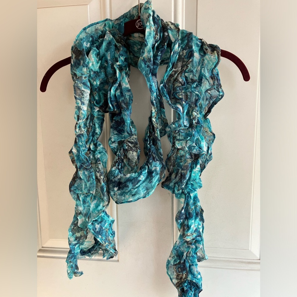 Shades of blue ruffle chiffon scarf